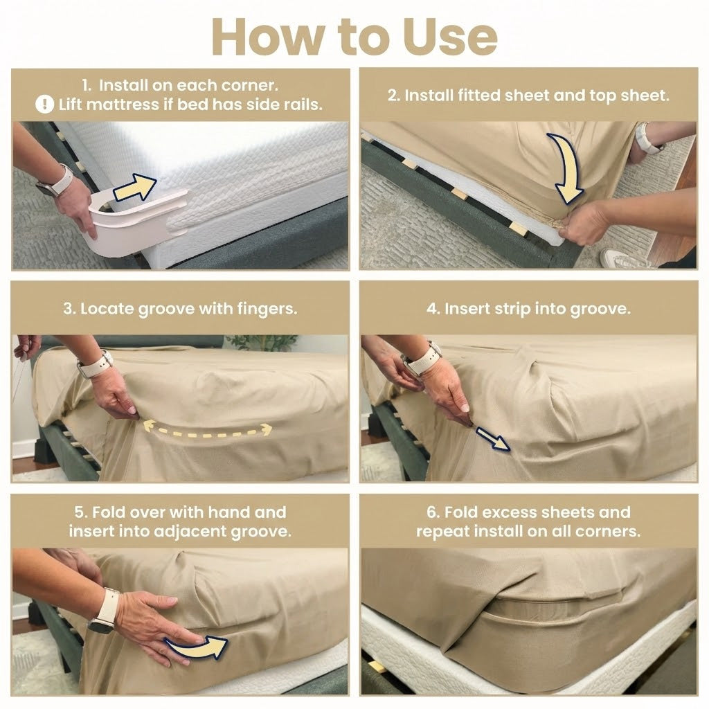 Fitted Bed Sheet Holders Firm Sheet Grip 𝘸𝘪𝘵𝘩 𝘐𝘯𝘷𝘪𝘴𝘪𝘣𝘭𝘦 𝘚𝘵𝘳𝘪𝘱𝘴